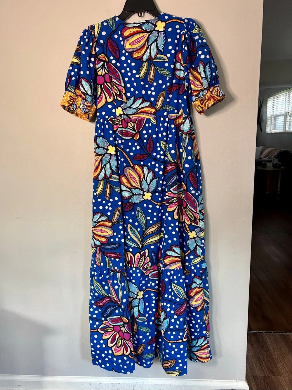 Tabitha Brown Floral Dot Statement Tiered Maxi Dress Whimsy Garden Party Artsy 8 - Picture 11 of 16